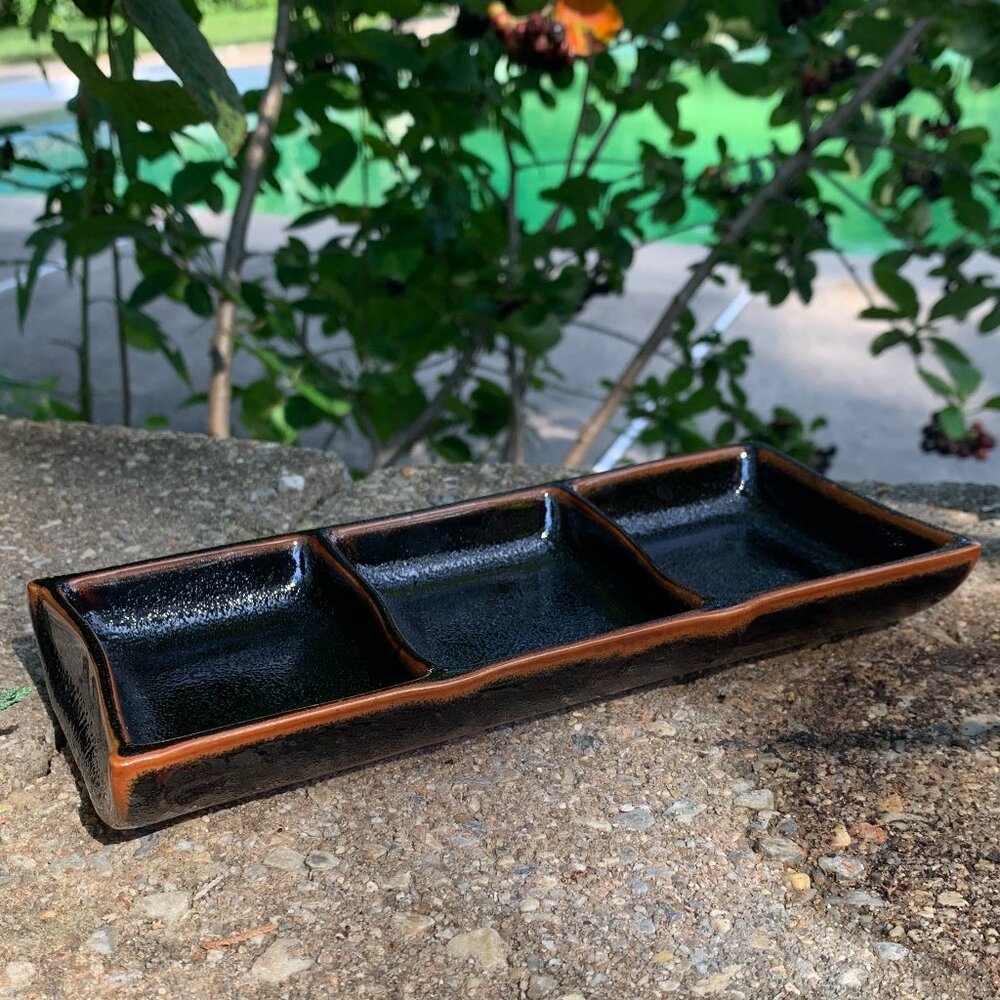 Vtg Japanese 3 Dipping Sauce Dish